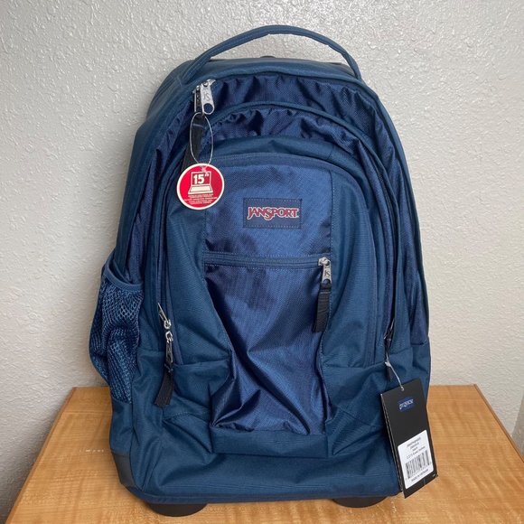 Jansport Bags Jansport Rolling Backpack Navy Fits 5 Laptop Driver 8